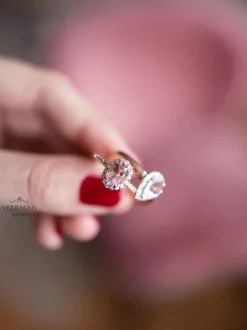 Roségouden ring morganiet en briljant + Luxe cadeau