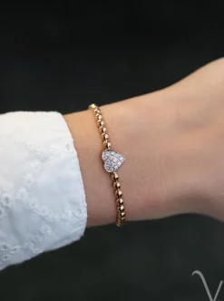 Roségouden stretcharmband met briljant A160R + Luxe Cadeau