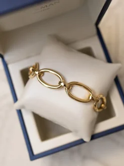 Schakelarmband ovaal 18 karaat geelgoud + Luxe Cadeau