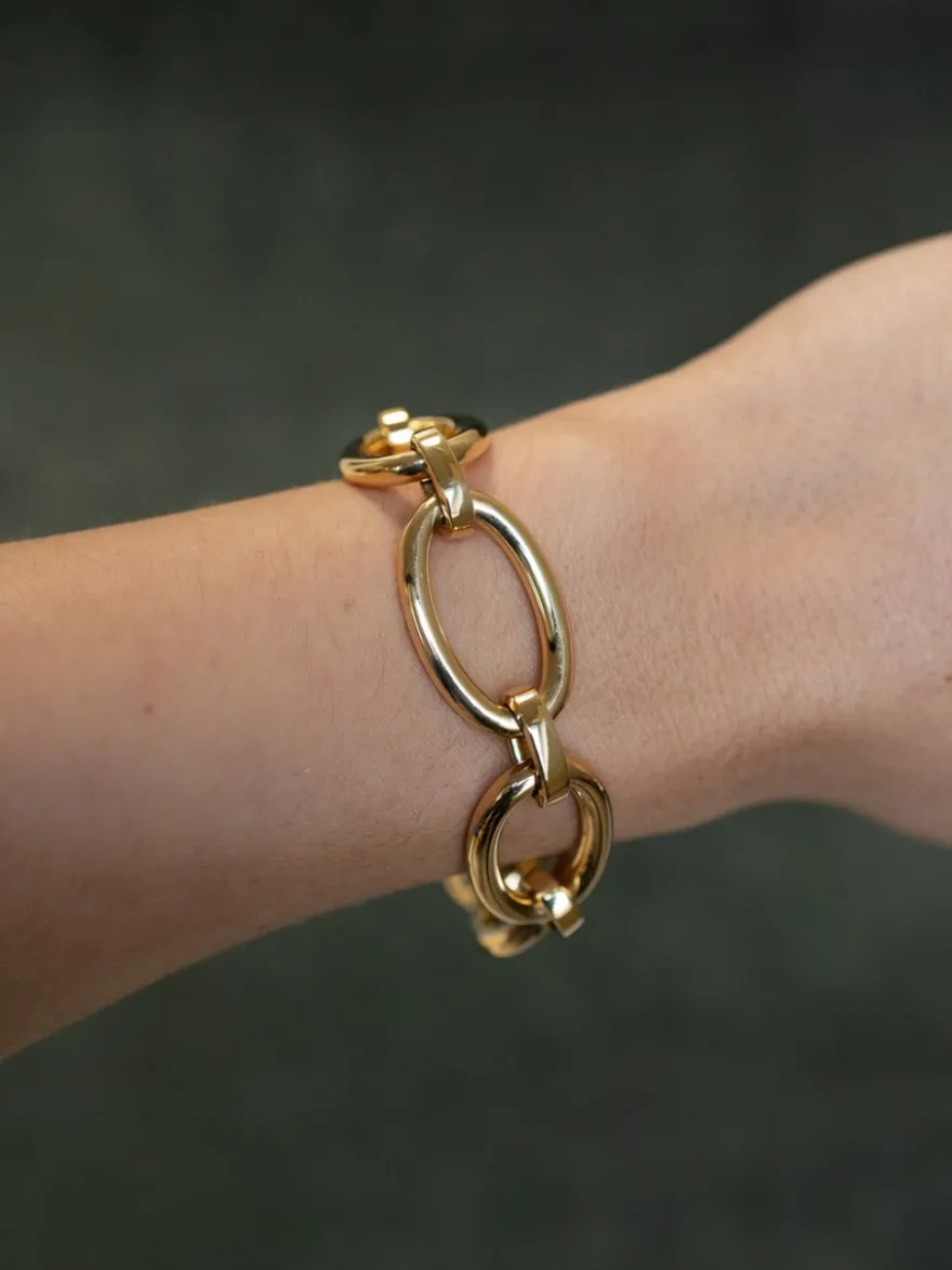 Schakelarmband ovaal 18 karaat geelgoud + Luxe Cadeau