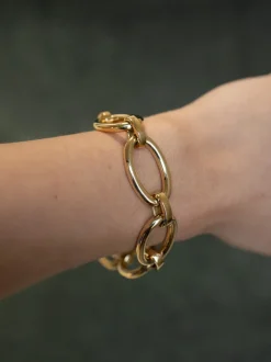 Schakelarmband ovaal 18 karaat geelgoud + Luxe Cadeau