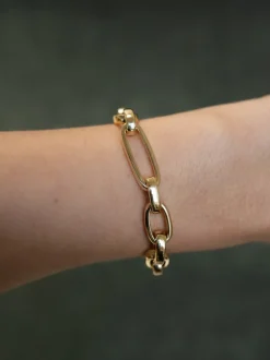 Schakelarmband vlak 18 karaat geelgoud + Luxe Cadeau