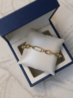 Schakelarmband vlak 18 karaat geelgoud + Luxe Cadeau