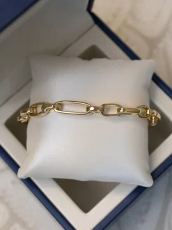 Schakelarmband vlak 18 karaat geelgoud + Luxe Cadeau