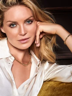 Schakelcollier geelgoud anker + Luxe cadeau
