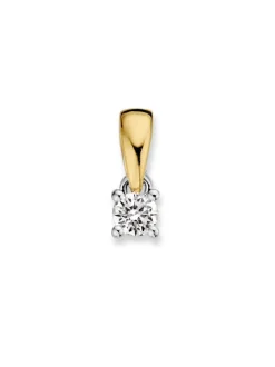 Solitair hanger bicolor met briljant 0,16crt. + Luxe Cadeau