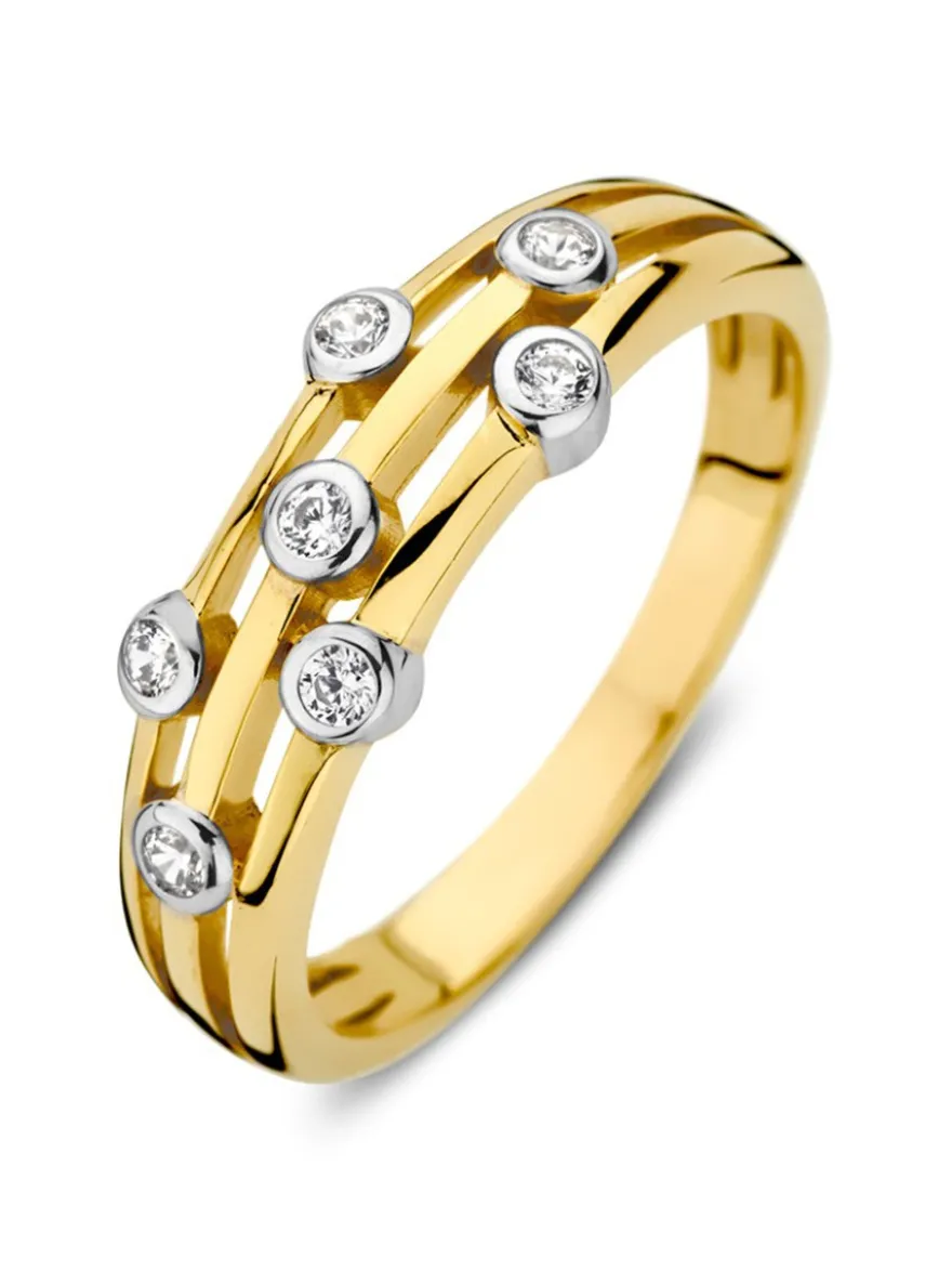 Speelse bicolor ring met zirkonia + Luxe Cadeau