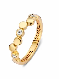 Speelse geelgouden ring met zirkonia + Luxe Cadeau