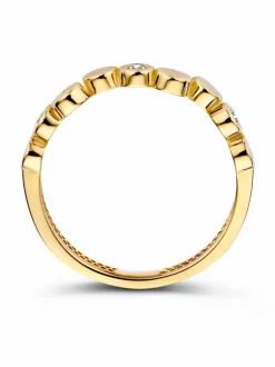 Speelse geelgouden ring met zirkonia + Luxe Cadeau