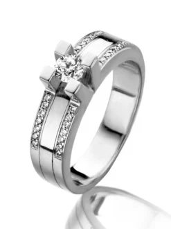 Strakke witgouden ring 0.25 crt. + Luxe cadeau
