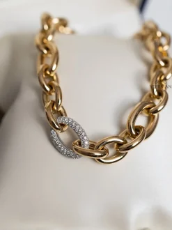 Uniek geelgouden schakelcollier met diamanten + Luxe Cadeau