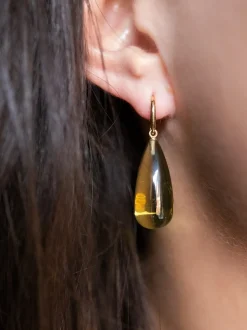 Veerman Juwelen oorhangers lemon kwarts + Luxe Cadeau