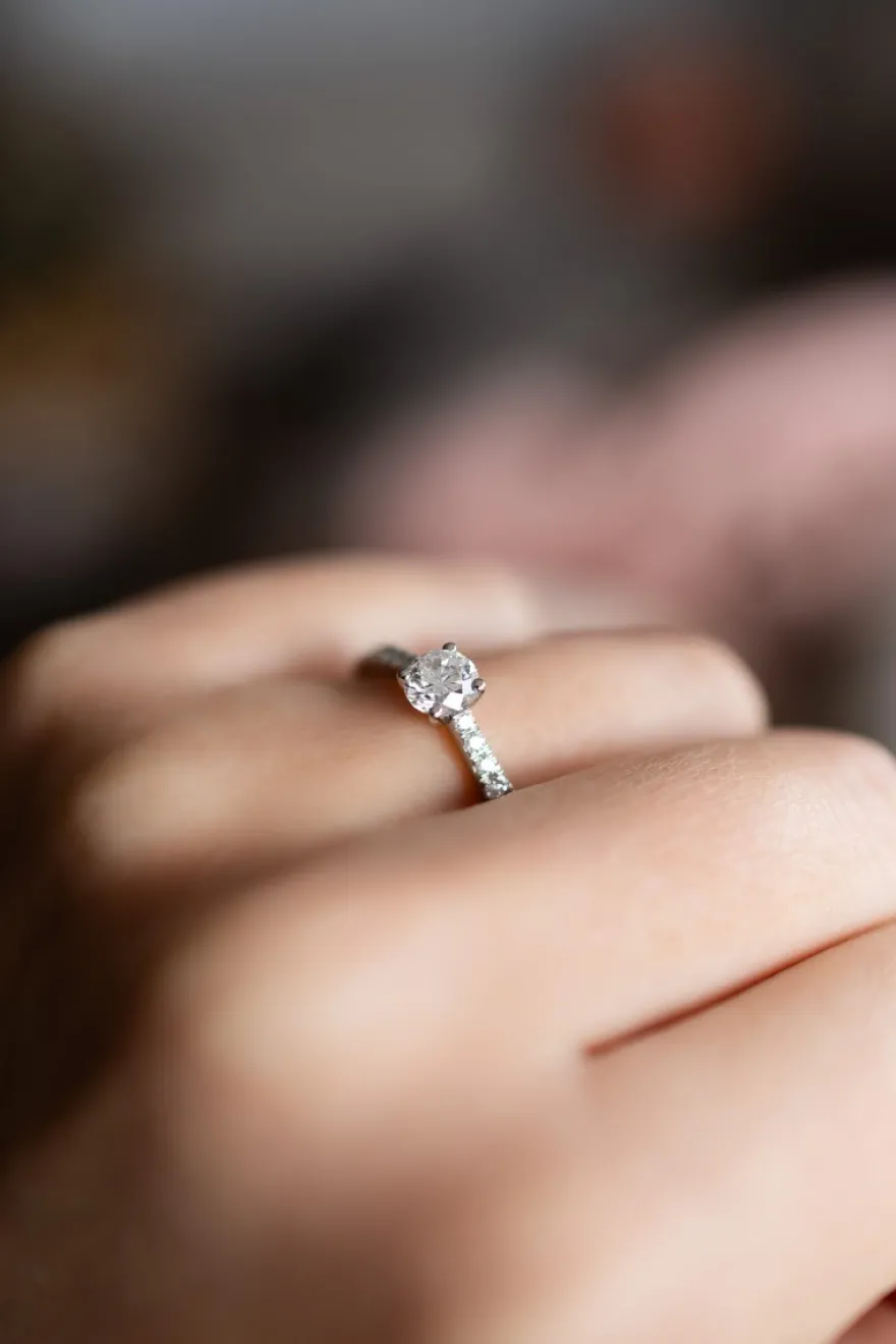 Veerman Juwelen Platina ring met briljant 0,72crt.