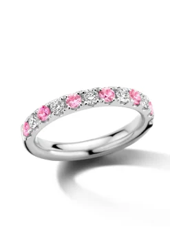 Witgouden alliance ring met roze saffier + Luxe Cadeau