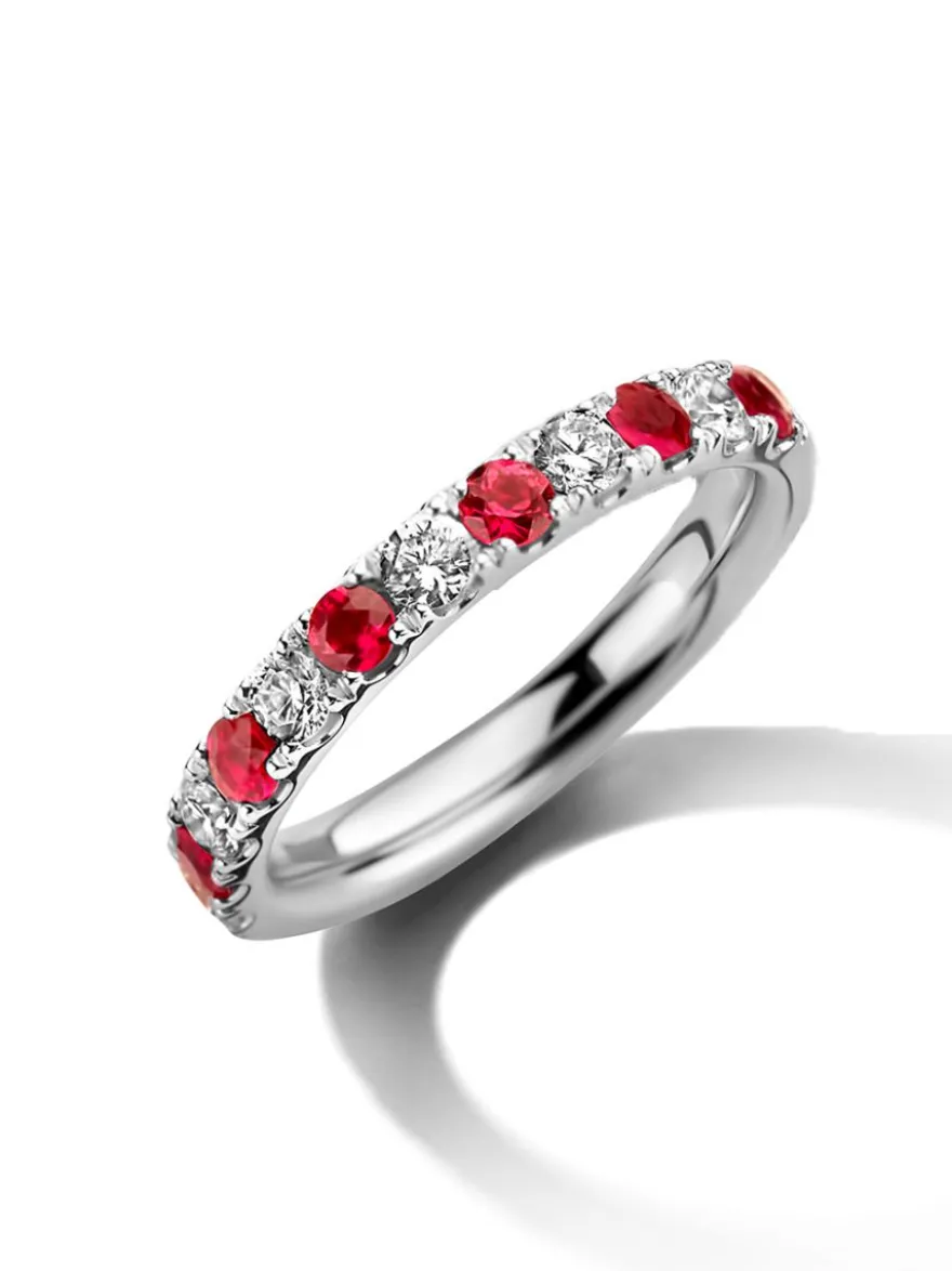 Witgouden alliance ring met robijn + Luxe Cadeau