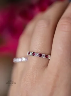 Witgouden alliance ring met robijn + Luxe Cadeau