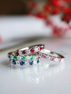 Witgouden alliance ring met robijn + Luxe Cadeau