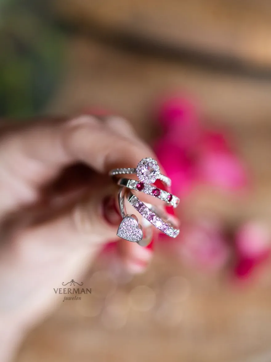 Witgouden alliance ring met robijn + Luxe Cadeau