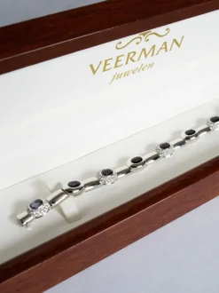 Witgouden armband met ioliet en diamant + Luxe cadeau