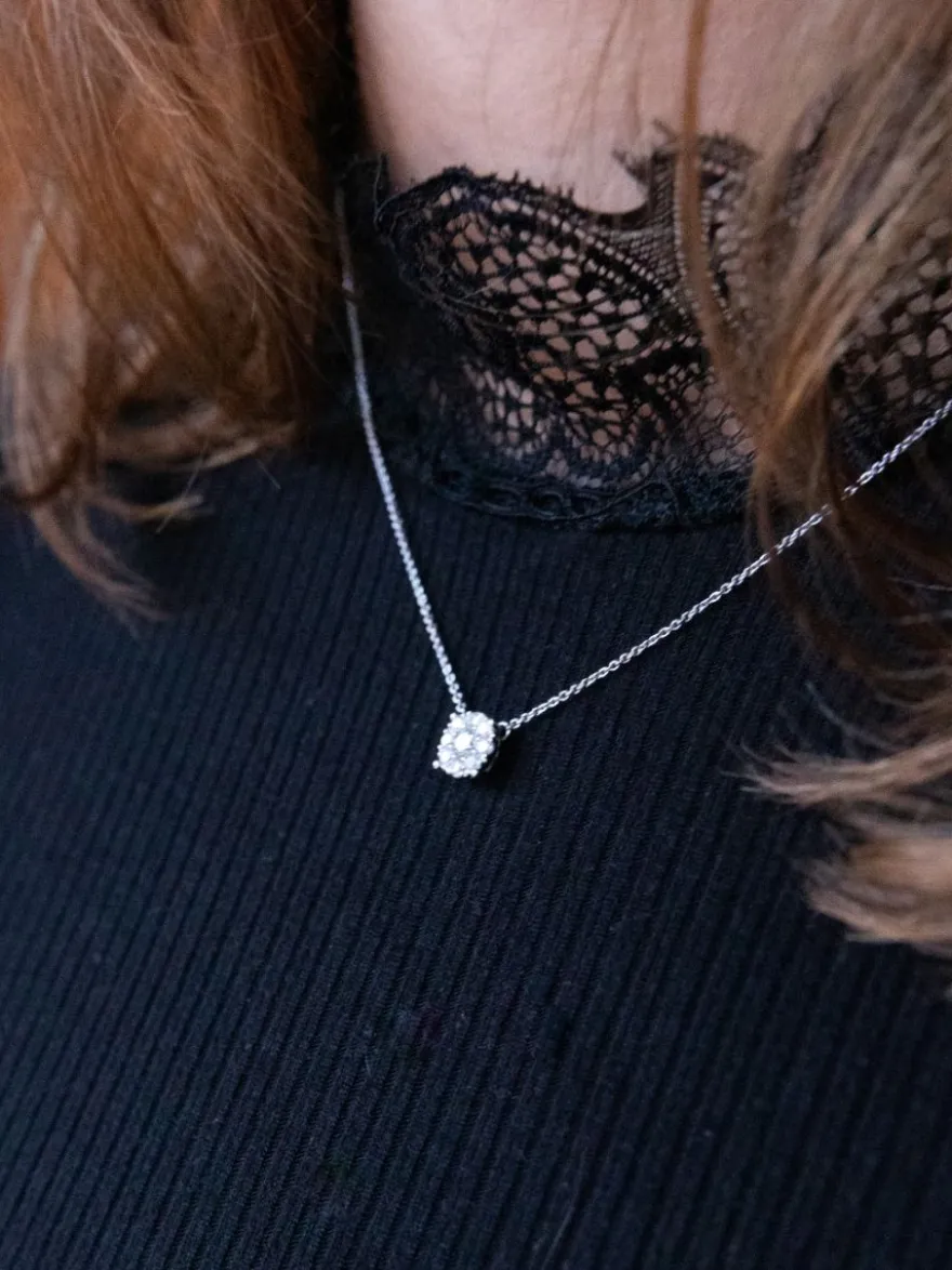 Witgouden collier met briljant 0,38crt. + Luxe Cadeau