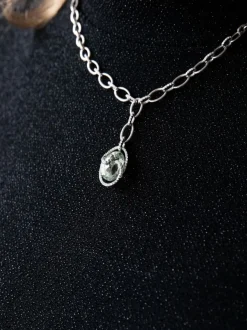 Witgouden collier met groene amethist | SALE
