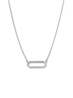 Witgouden collier met ovale hanger briljant + Luxe cadeau