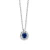 Witgouden collier met saffier en briljant 0.15 crt.