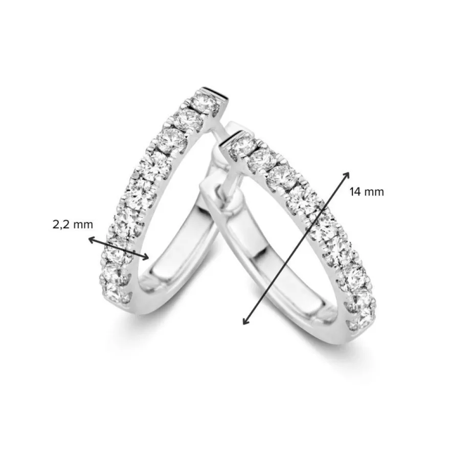 Witgouden creolen diamant 0.54 crt. + Luxe cadeau