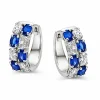 Witgouden creolen met saffier en diamant 1,20crt + Luxe Cadeau