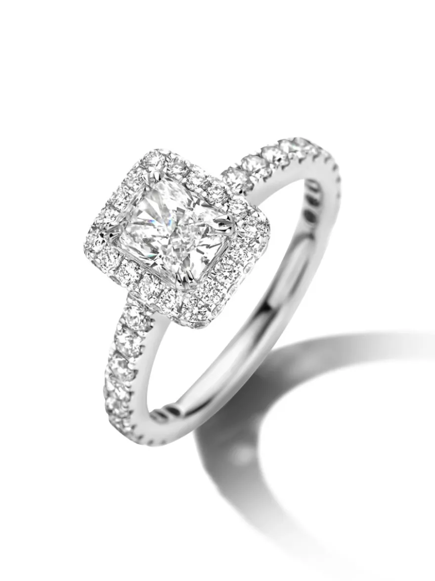 Witgouden entourage ring met diamant 1,88crt. + Luxe Cadeau