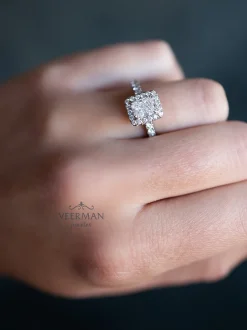 Witgouden entourage ring met diamant 1,88crt. + Luxe Cadeau