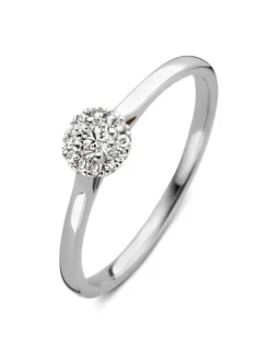 Witgouden entourage ring met diamant 0,15crt. + Luxe Cadeau