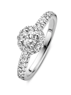 Witgouden entourage ring met diamant 0,62crt. + Luxe Cadeau