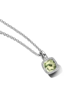 Witgouden hanger groene amethist en briljant