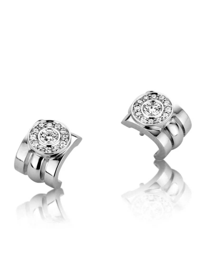 Witgouden oorbellen met diamant + Luxe cadeau