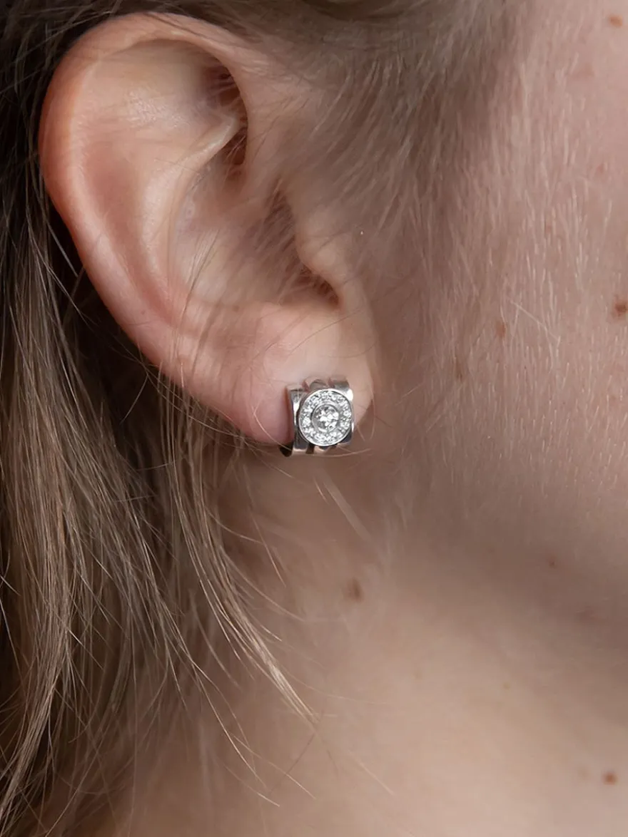 Witgouden oorbellen met diamant + Luxe cadeau