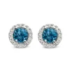 Witgouden oorstekers london blue topaas en briljant 0,35crt.
