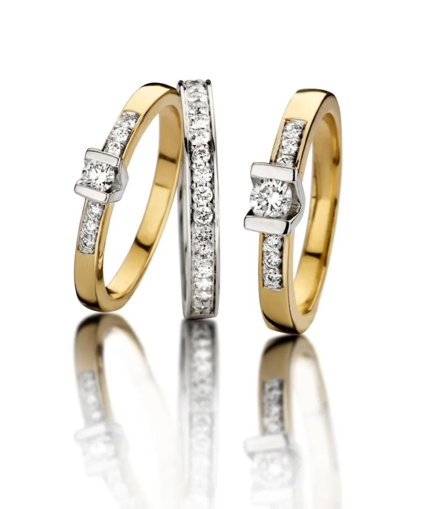 Witgouden rijring briljant + Luxe cadeau