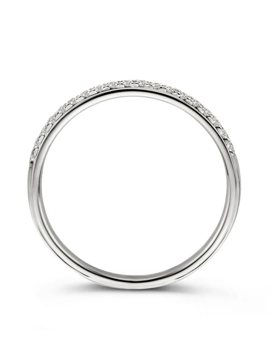 Witgouden rijring met briljant 0,14crt + Luxe Cadeau