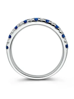 Witgouden rijring met saffier + Luxe Cadeau