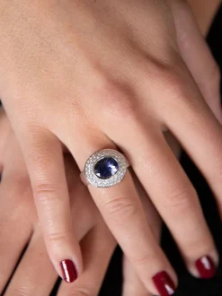 Witgouden ring ioliet en diamant + Luxe cadeau