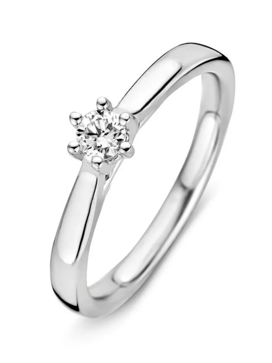 Witgouden ring met briljant 0,19crt. + Luxe cadeau