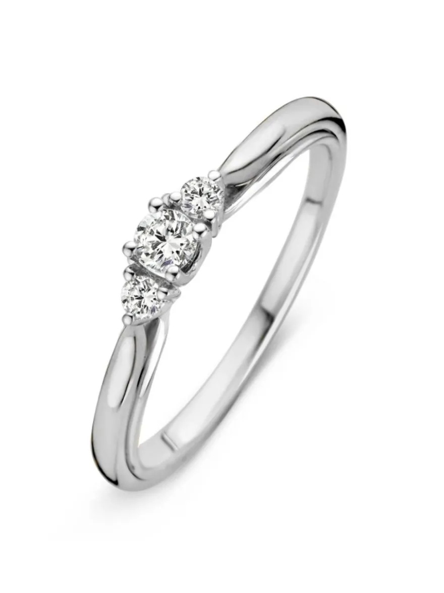 Witgouden ring met briljant 0.19 crt. + Luxe Cadeau