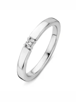Witgouden ring met briljant 0,05crt. + Luxe Cadeau