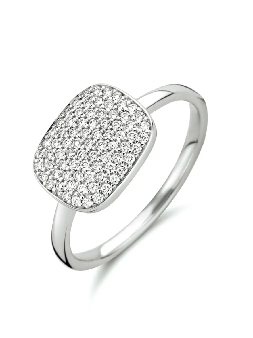 Witgouden ring met diamant pavé zetting 0.27crt.