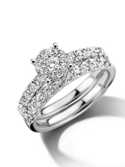 Witgouden ringenset met diamant 1,02crt. + Luxe Cadeau