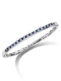 Witgouden slavenarmband met briljant + saffier + Luxe Cadeau