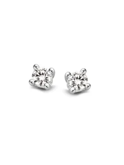 Witgouden solitair oorknoppen met diamant + Luxe cadeau
