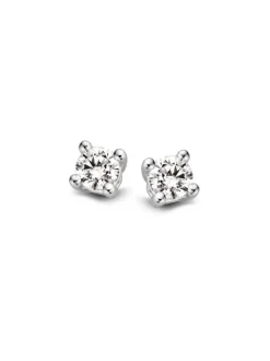 Witgouden solitair oorknoppen met diamant 0.30crt.