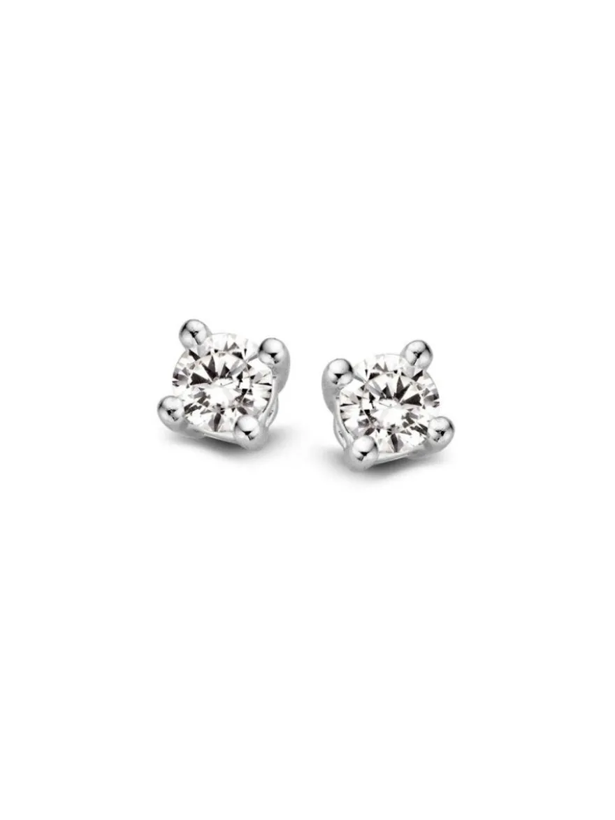 Witgouden solitair oorknoppen met diamant 0.30crt.
